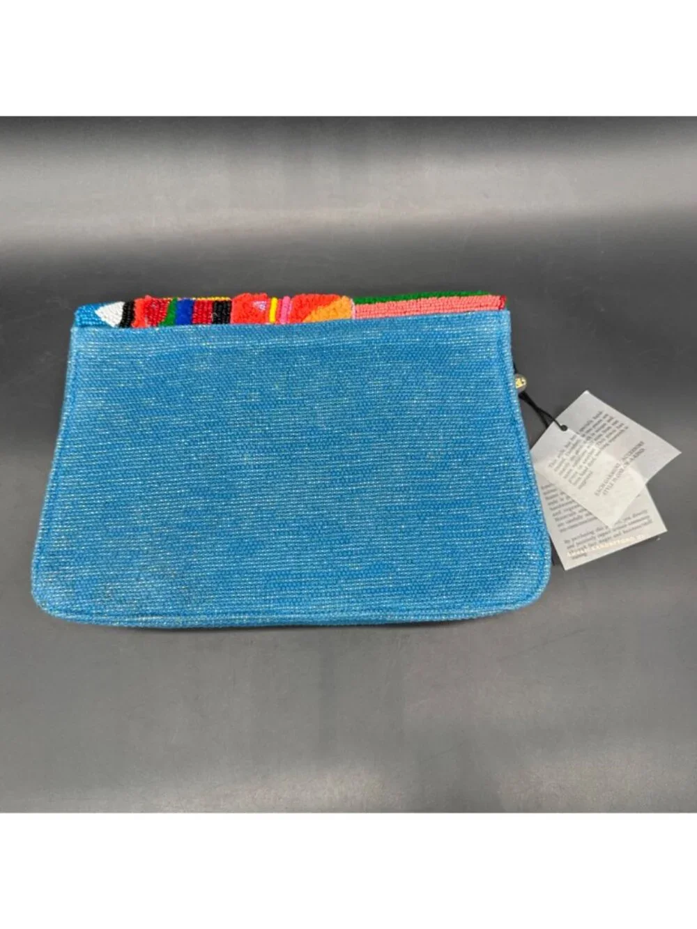 Geometric Shoulder Bag Purse Colorful Blue Clutch Bold Boho America & Beyond - Picture 3 of 9